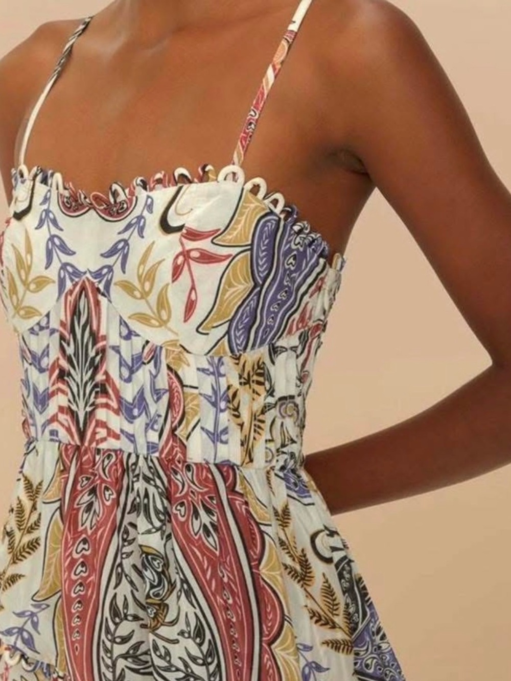 FARM Rio White Maxi Dress with Multicolor Paisley Print - Picture 2 of 3